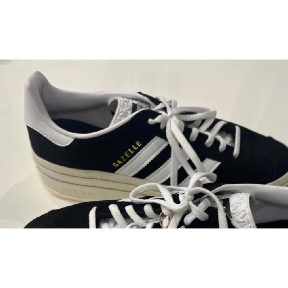 Adidas Gazelle Bold Platform Sneakers Shoes Black White HQ6912 Women’s Size 11 - Picture 2 of 5